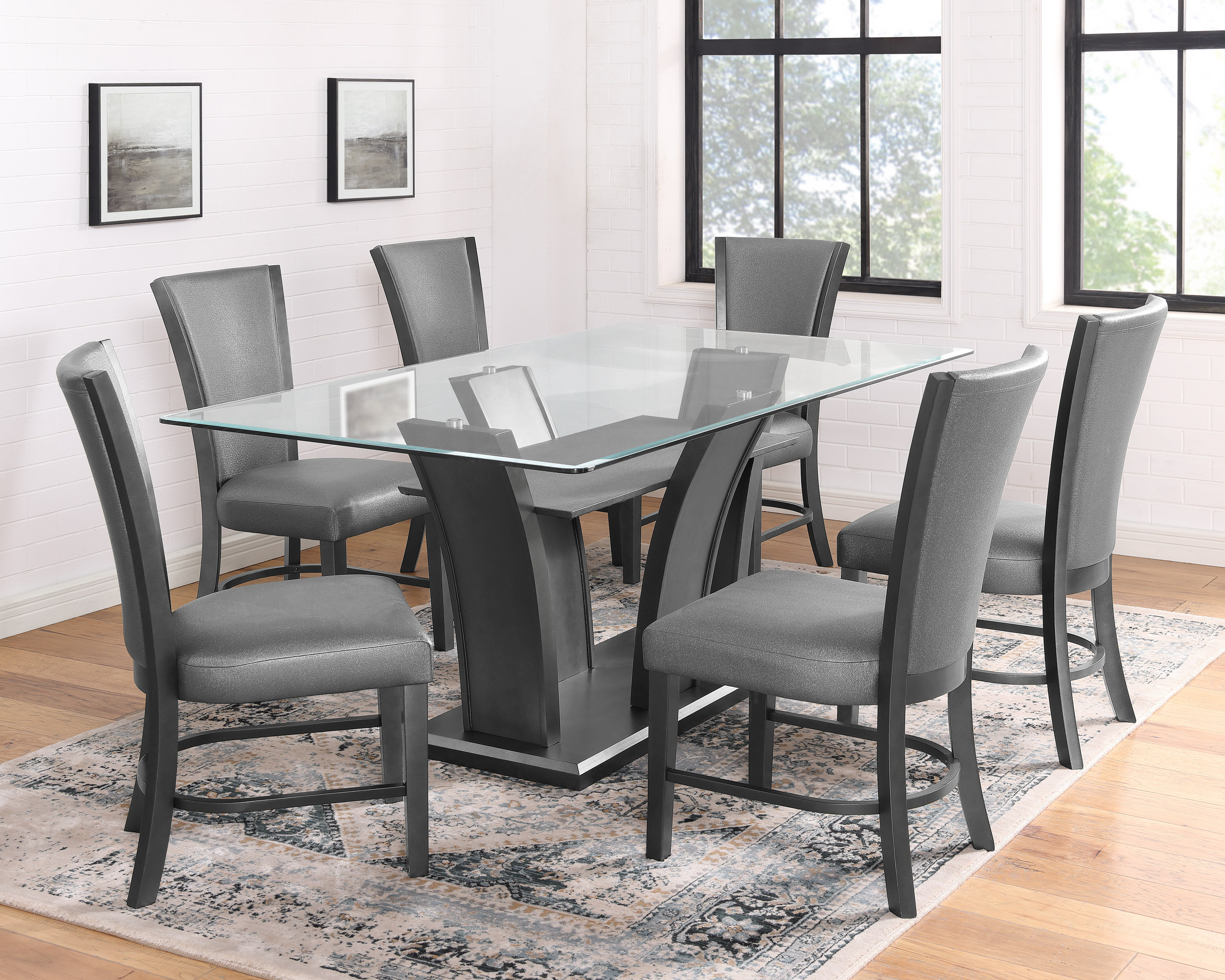 Red Barrel Studio Gray Modern And Sleek Metal Glass Rectangular Dining Room Set Wayfair